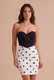 Black and White Polka Dots Corset Short Cocktail Dress with Lace