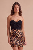 Black and Leopard Sweetheart Short Corset Cocktail Dress with Lace
