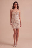 Champagne Sparkly Sequin Corset Short Cocktail Dress