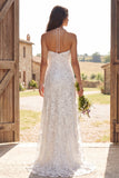 Ivory Floral Halter A Line Floor Length Bridal Dress