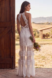 Floral Ivory Ruffled Sheath Halter Floor Length Bridal Dress