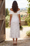 Ivory Floral A Line Off the Shoulder Long Engagement Dress