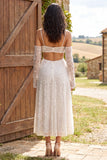 Sparkly Ivory Sequined A Line Spaghetti Straps Long Engagement Dress