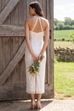 Ivory Sparkly Sequined Sheath Halter Long Engagement Dress with Slit
