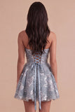 Sparkly Dusty Blue Sweetheart Sequin A Line Short Cocktail Dress