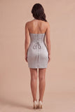 Light Grey Halter Bodycon Short Cocktail Dress