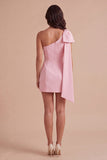 Pink Bodycon One Shoulder Short Cocktail Dress