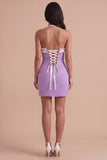 Sparkly Light Purple Ruffled Beaded Short Cocktail Dress
