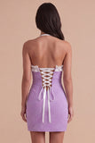 Sparkly Light Purple Ruffled Beaded Short Cocktail Dress
