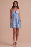 Sky Blue Sparkly Sequin Strapless Short Cocktail Dress