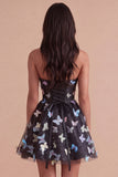Glitter Black Tulle Corset Halter Short Cocktail Dress