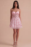 Sparkly Sequin Blush Corset Strapless Short Cocktail Dress
