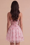 Sparkly Sequin Blush Corset Strapless Short Cocktail Dress