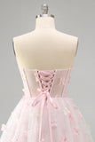 Sparkly Sequin Blush Corset Strapless Short Cocktail Dress