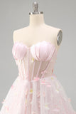 Sparkly Sequin Blush Corset Strapless Short Cocktail Dress