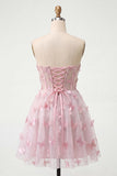 Sparkly Sequin Blush Corset Strapless Short Cocktail Dress