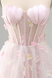 Sparkly Sequin Blush Corset Strapless Short Cocktail Dress