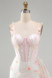 Sparkly Blush Sequin Beaded Corset Short Cocktail Dress
