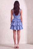 Sparkly Light Purple Corset Beaded Floral Short Cocktail Dress