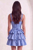Sparkly Light Purple Corset Beaded Floral Short Cocktail Dress