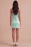 Mint Green Satin Halter Bodycon Short Cocktail Dress