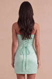 Mint Green Satin Halter Bodycon Short Cocktail Dress