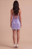 Sparkly Light Purple Short Cocktail Dress with Sequins