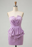 Sparkly Ligth Purple Beaded Short Cocktail Dress