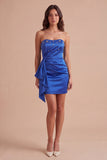 Sparkly Royal Blue Strapless Bodycon Short Cocktail Dress