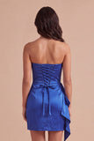 Sparkly Royal Blue Strapless Bodycon Short Cocktail Dress