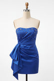 Sparkly Royal Blue Strapless Bodycon Short Cocktail Dress