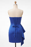Sparkly Royal Blue Strapless Bodycon Short Cocktail Dress