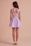 Light Purple Sparkly Beaded Floral Corset Short Cocktail Dress