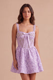 Light Purple Sparkly Beaded Floral Corset Short Cocktail Dress