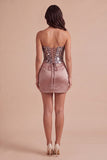 Sparkly Champagne Sweetheart Sequin Short Cocktail Dress