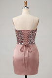 Sparkly Champagne Sweetheart Sequin Short Cocktail Dress