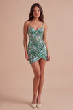 Sparkly Sage Green Sequin Bocycon Corset Short Cocktail Dress