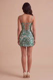 Sparkly Sage Green Sequin Bocycon Corset Short Cocktail Dress