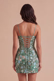 Sparkly Sage Green Sequin Bocycon Corset Short Cocktail Dress