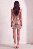 Sparkly Silver Sequin Spaghetti Straps Short Cocktail Dress