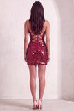 Sparkly Silver Sequin Spaghetti Straps Short Cocktail Dress