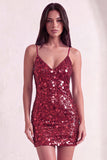 Sparkly Silver Sequin Spaghetti Straps Short Cocktail Dress