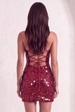 Sparkly Silver Sequin Spaghetti Straps Short Cocktail Dress