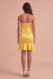 Sparkly Yellow Beaded Corset Bodycon Short Cocktail Dress