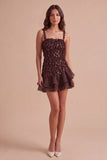 Sparkly Pink Sequin Square Neck Short Cocktail Dress