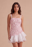Sparkly Pink Sequin Square Neck Short Cocktail Dress