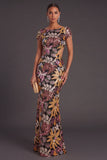 Mermaid Black Floral Sparkly Sequined Long Formal Dress