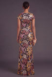 Mermaid Black Floral Sparkly Sequined Long Formal Dress