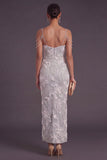 Light Grey Sheath Sparkly Sequined Cold Shoulder Long Formal Dress