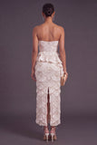 Apricot Sheath Sparkly Sequined Ruffled Long Formal Dress with Slit